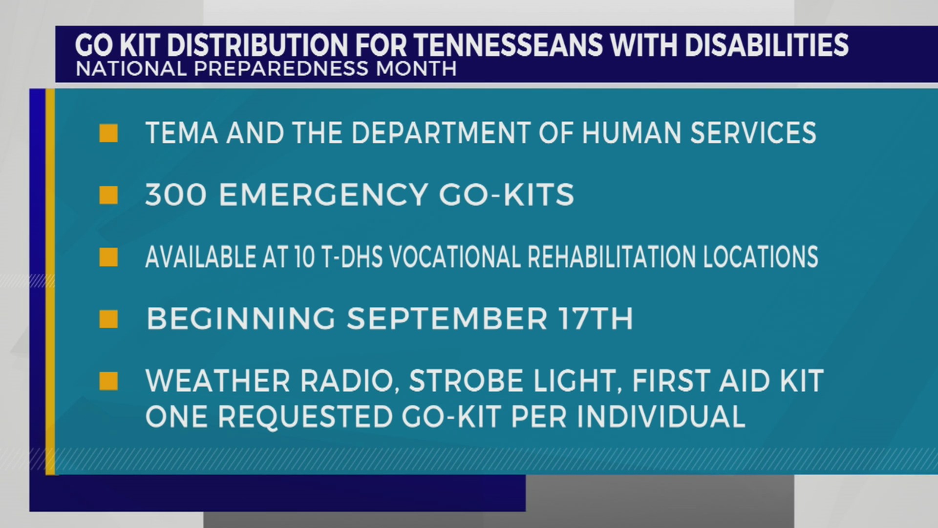 Disability Go Kit Emergency go-kits to be distributed to Tennesseans with disabilities ...