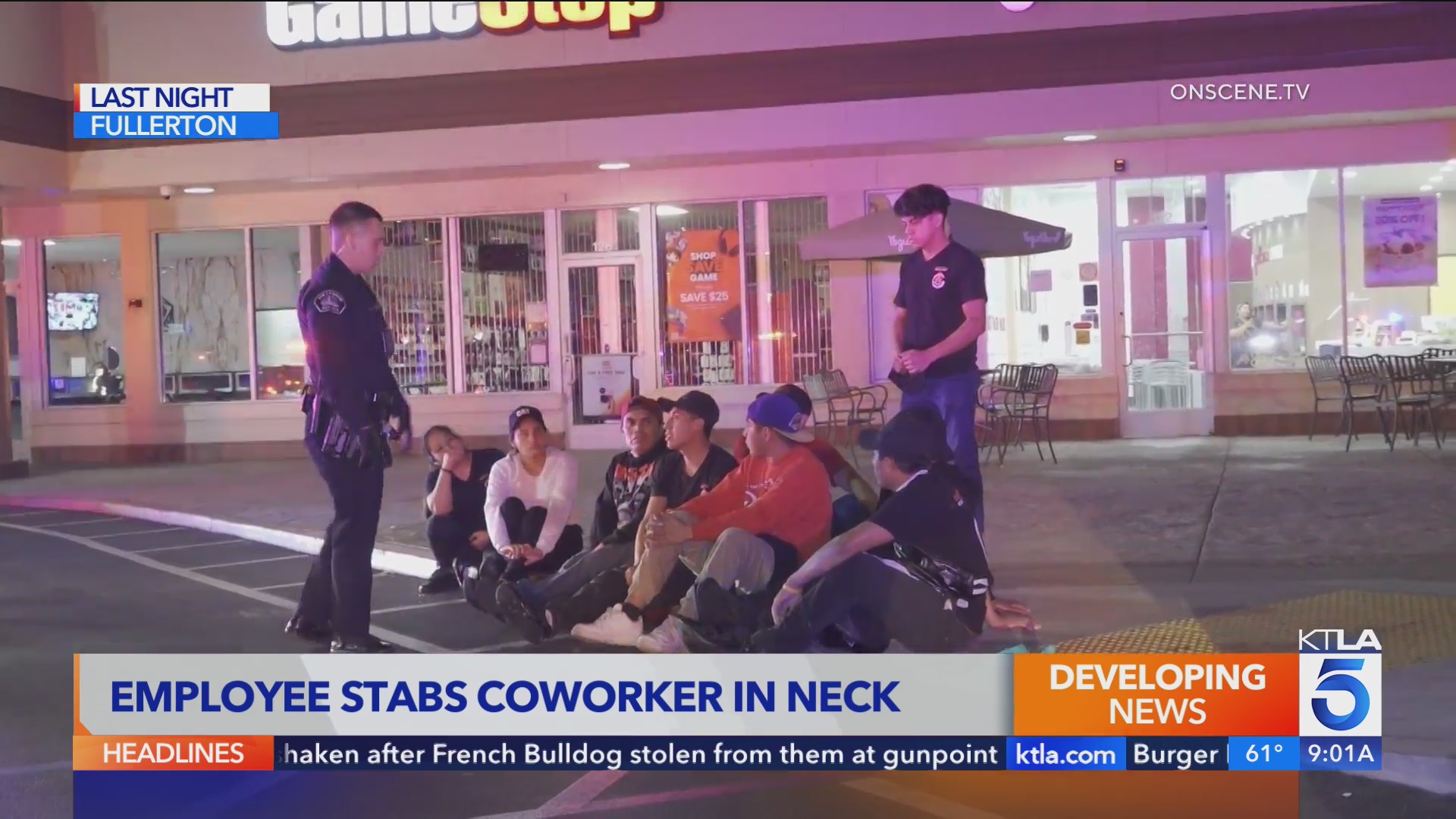 Man stabbed in neck during fight with coworker in O.C. – KTLA