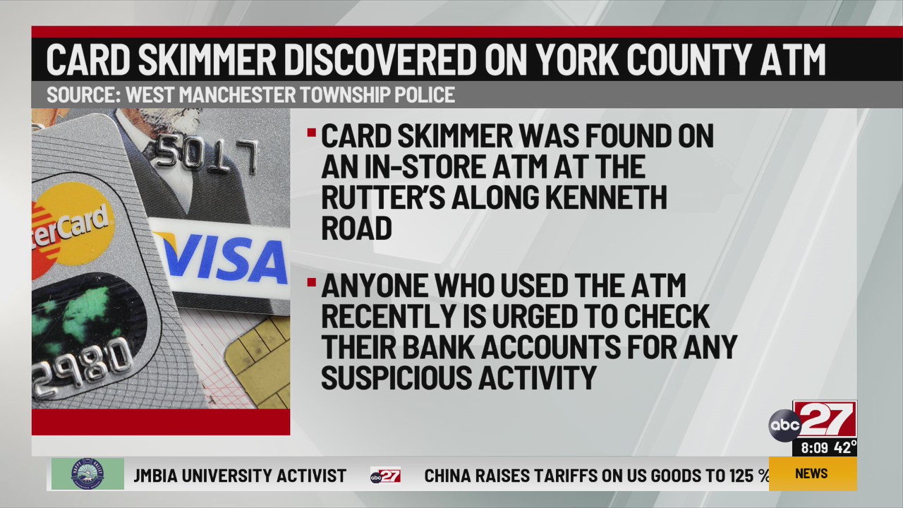 Card skimmer discovered on York County ATM – ABC27