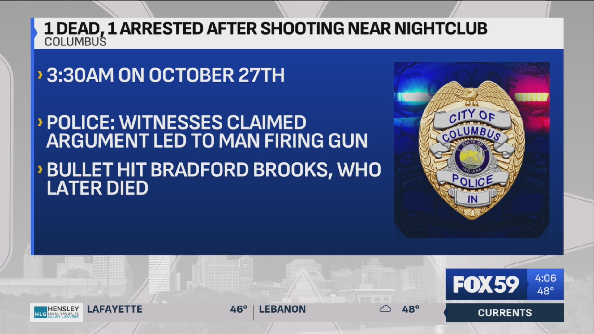 Columbus police: 1 dead, 1 arrested after shooting near nightclub – Fox 59