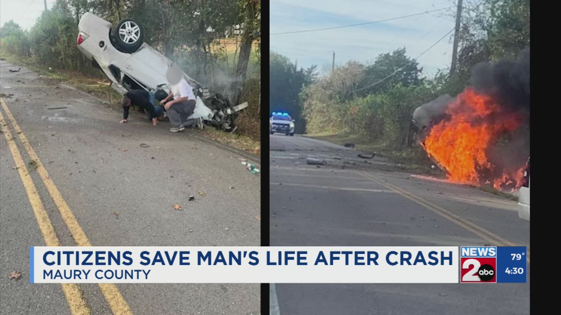 Driver rescued from fiery crash by Maury County couple – WKRN News 2