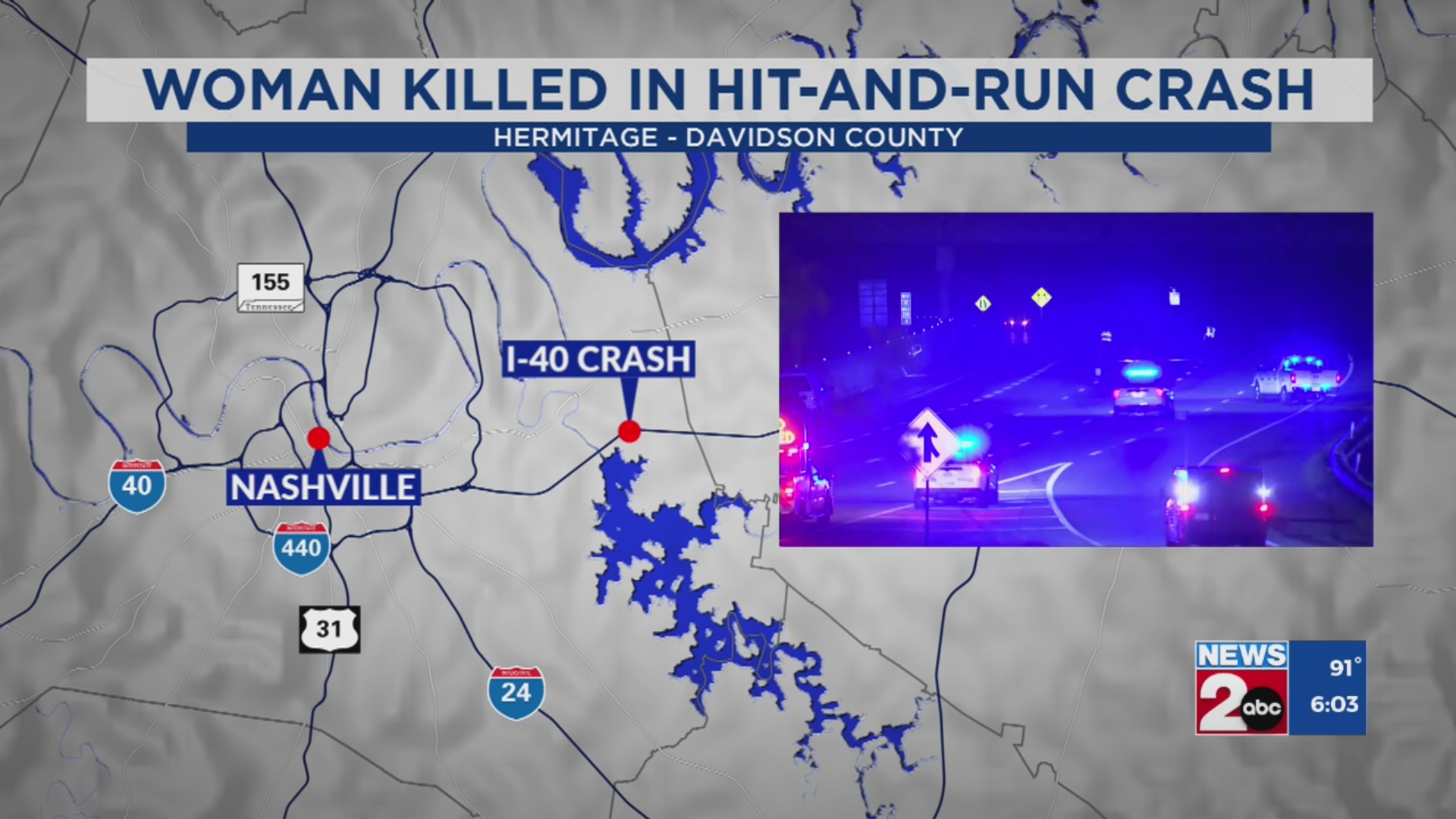 Pedestrian killed in hit-and-run on I-40 in Hermitage – WKRN News 2