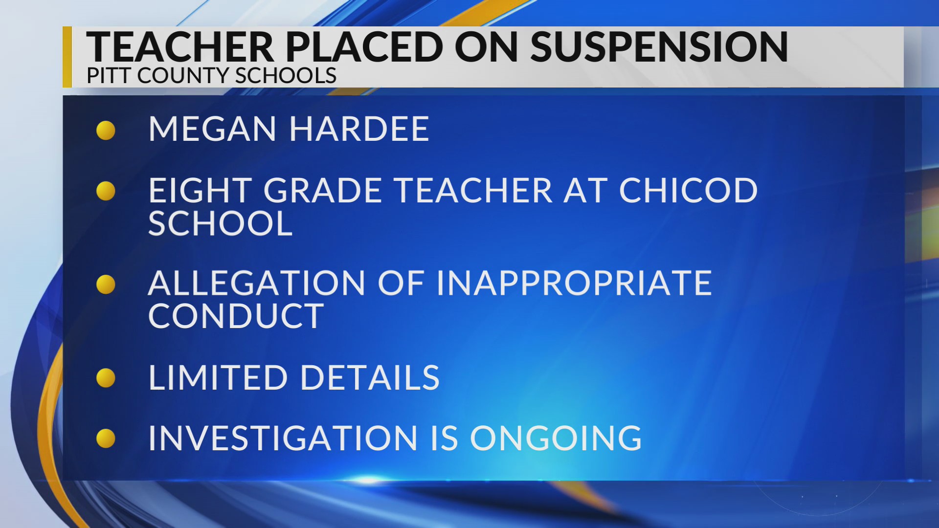 Pitt County teacher suspended after alleged inappropriate conduct – WNCT