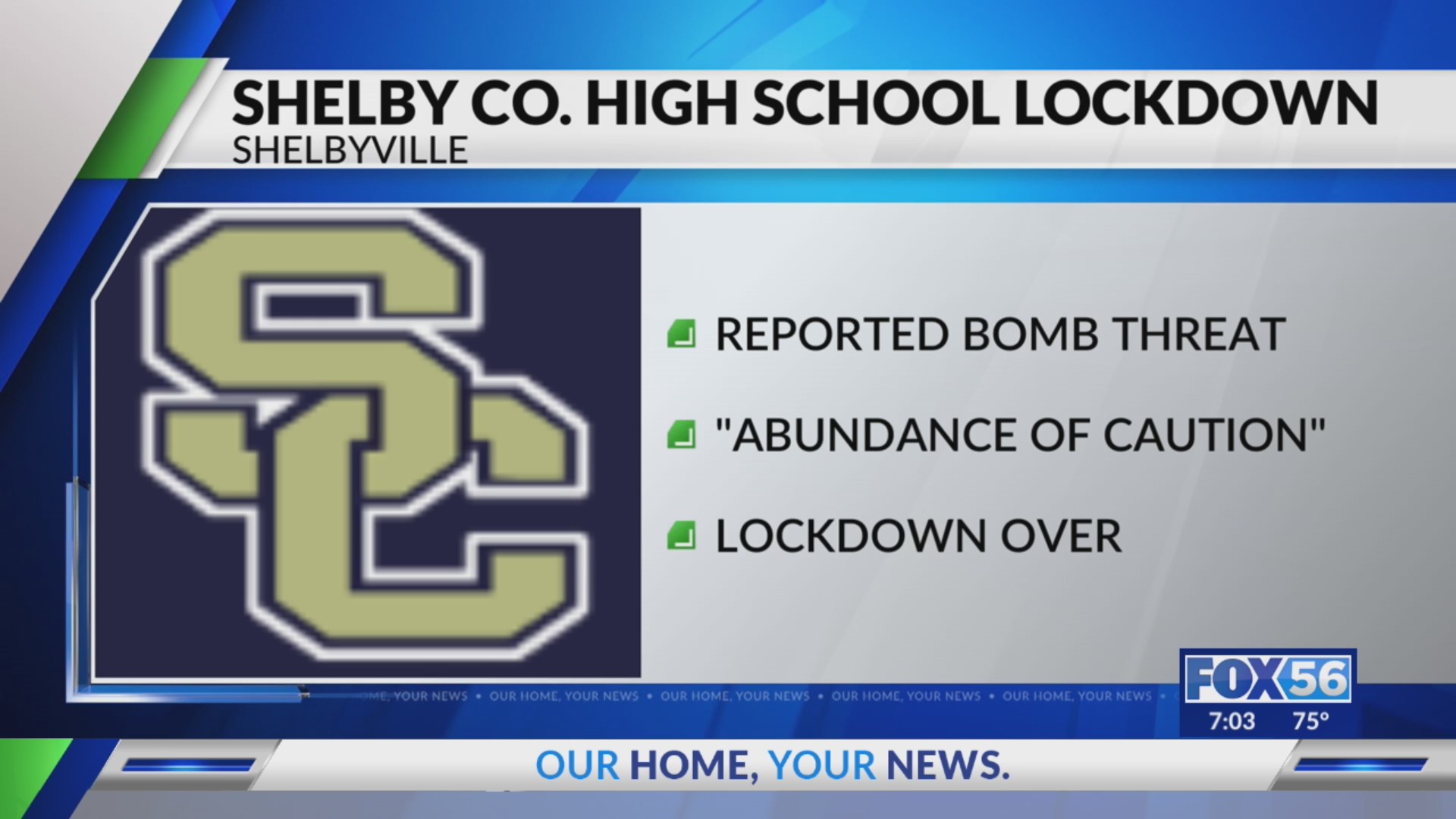 Shelby County High School placed on lockdown – FOX 56 News