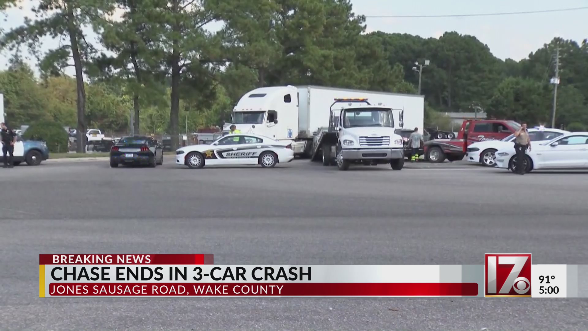 Chase ends in 3-car crash in Wake County – CBS17.com
