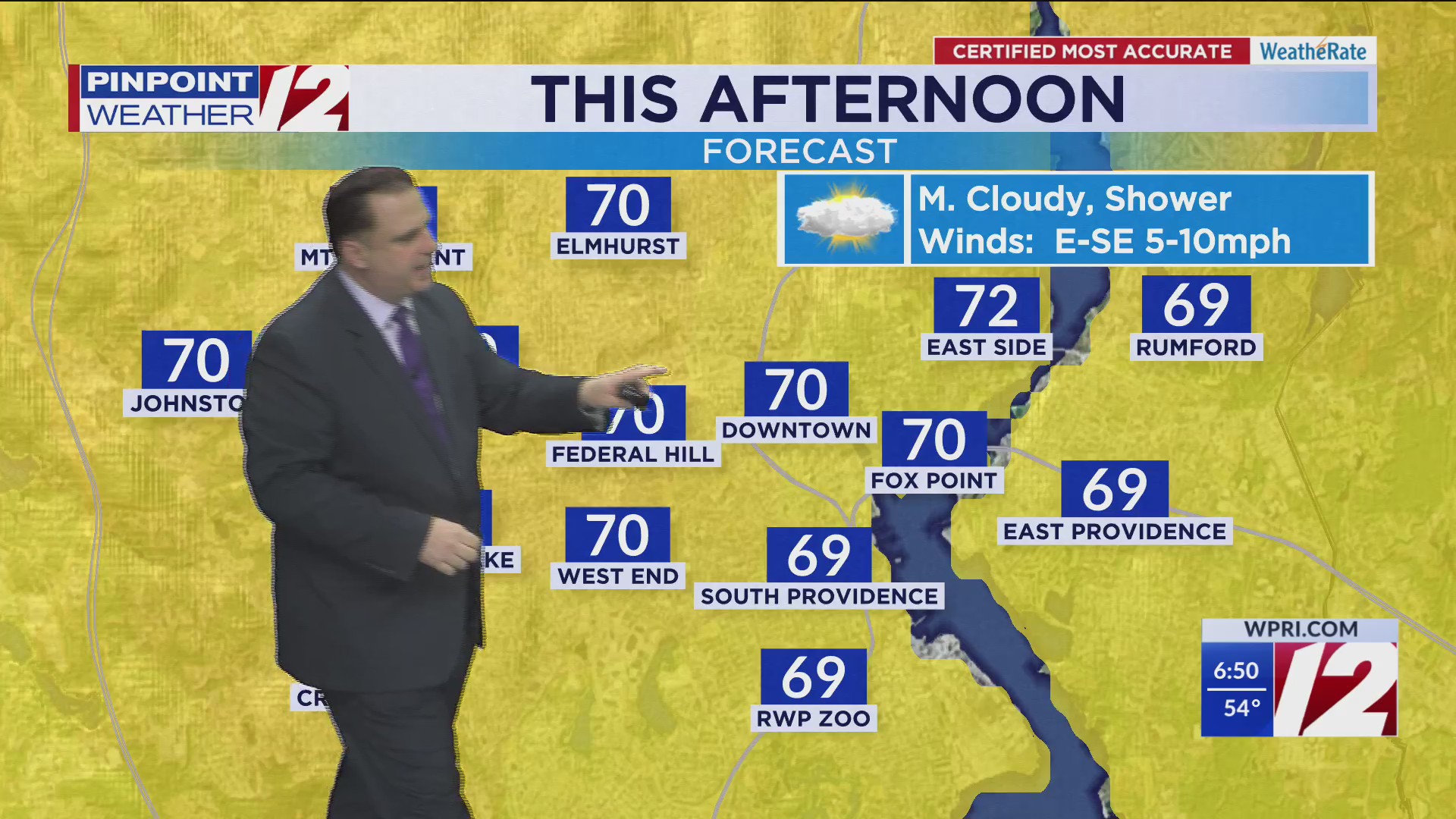 WPRI 12 Weather Forecast for 5/14/25: Lots of clouds, shower today ...