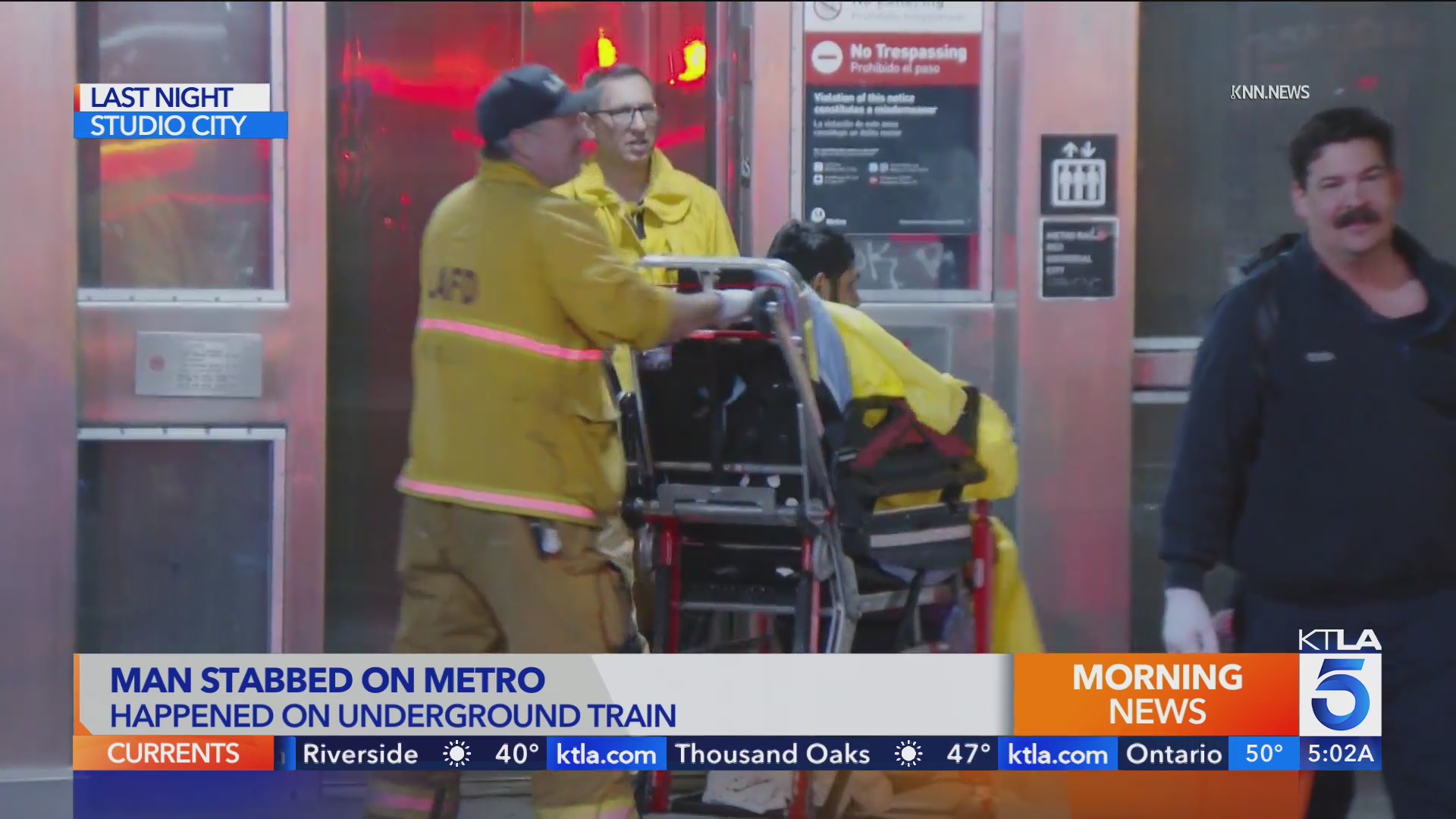 Man stabbed on Metro train taken off at Studio City station – KTLA