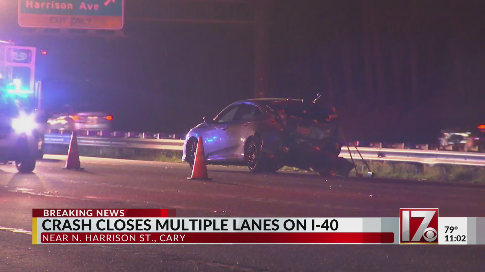 Crash closes multiple lanes on I-40 in Wake County – CBS17.com