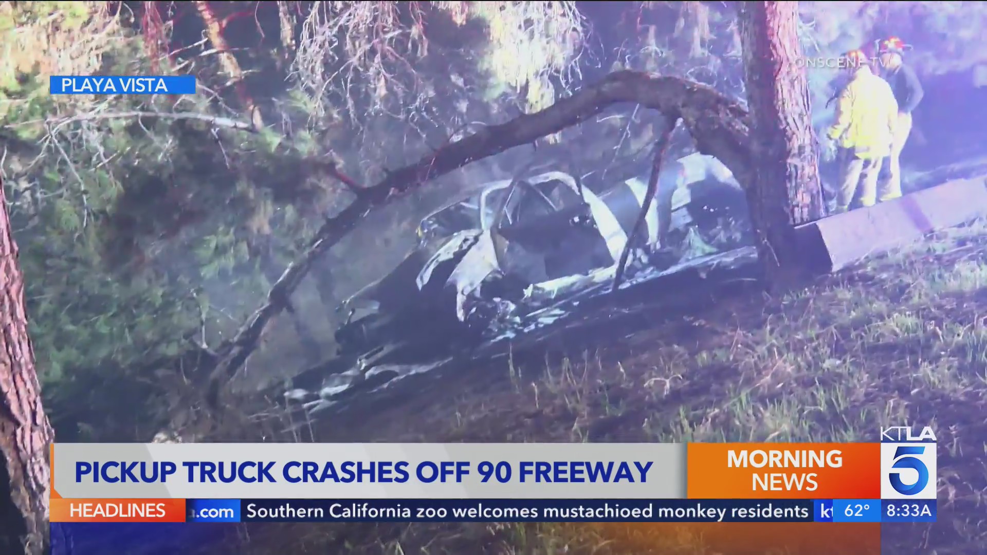 Driver missing after pickup truck bursts into flames on LA’s West Side ...