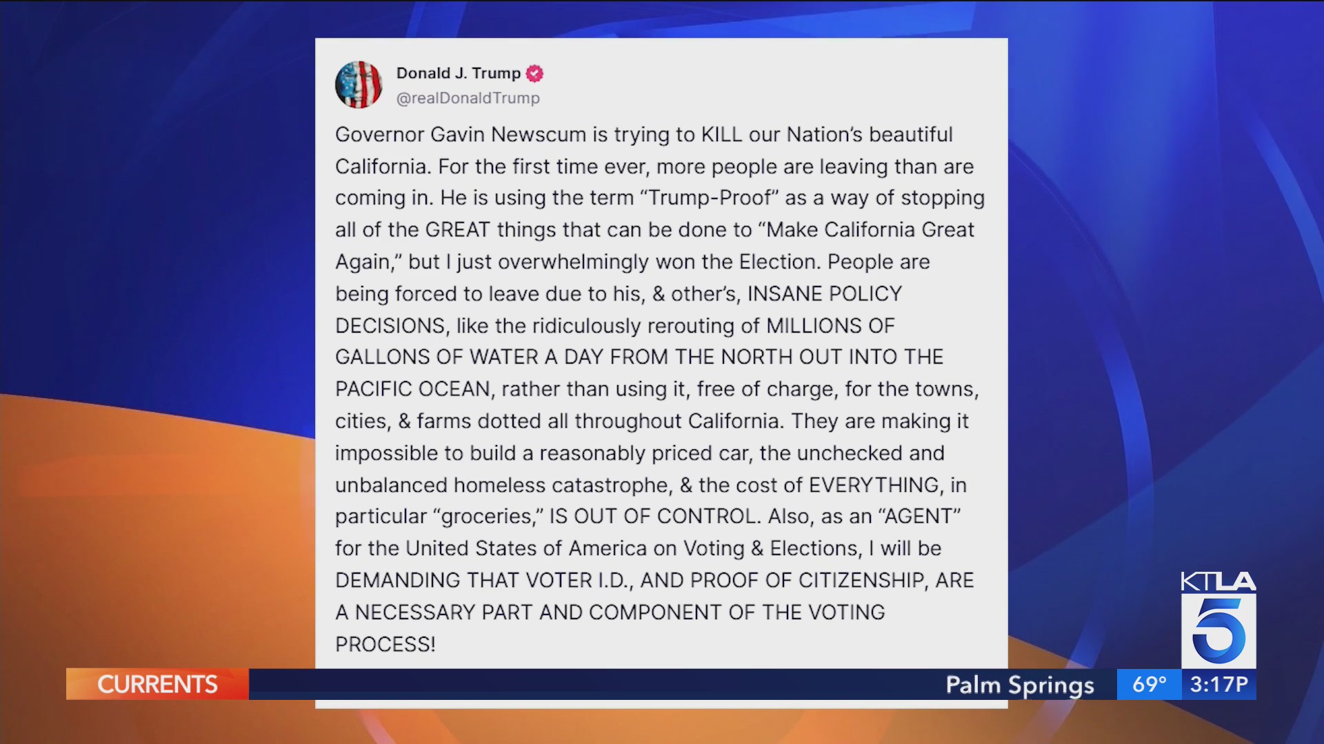 Trump tears into Newsom over special legislative session – KTLA