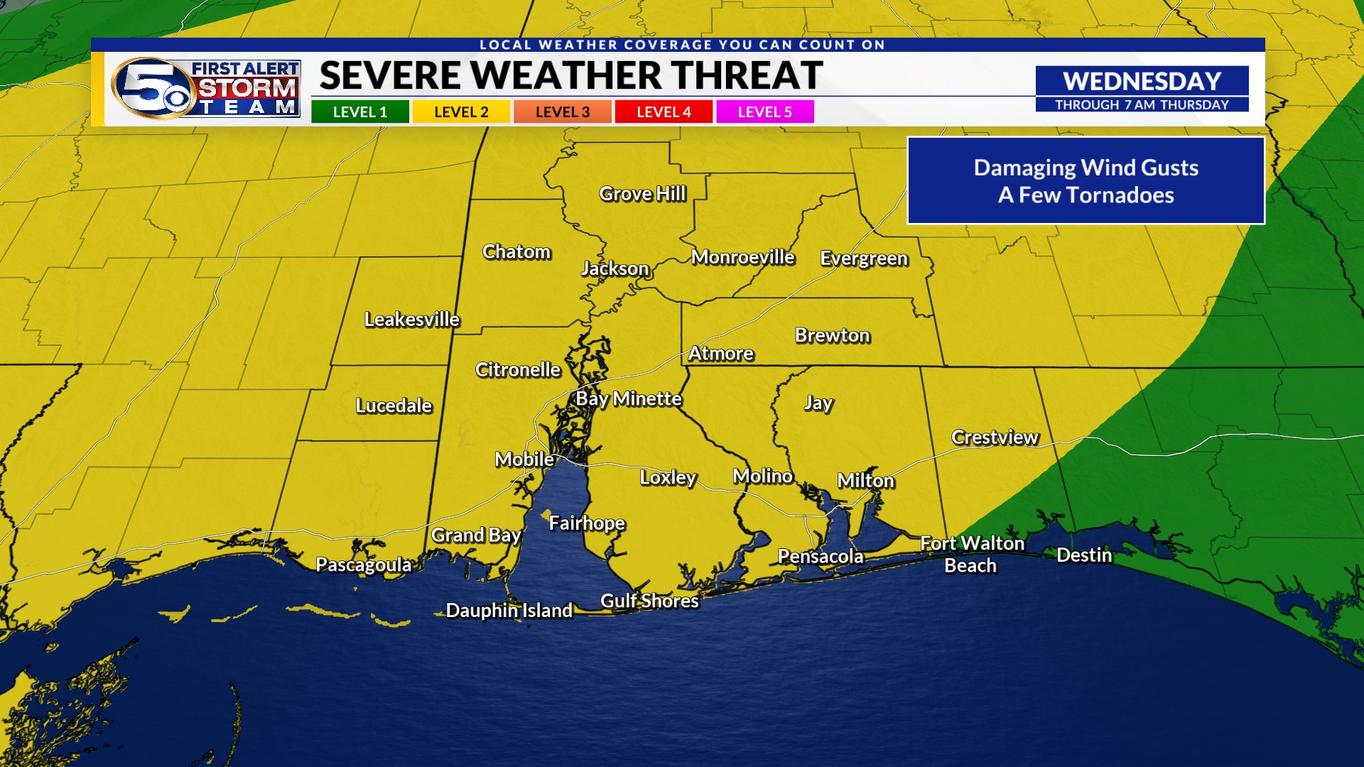 Severe Weather Update 11:50a Tues – WKRG News 5