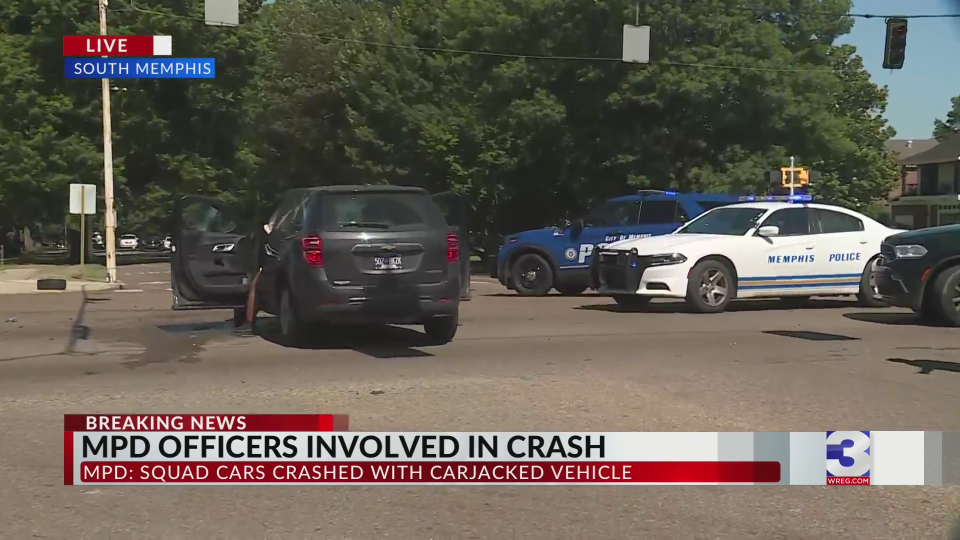 MPD squad cars crash with carjacked vehicle in South Memphis – WREG.com