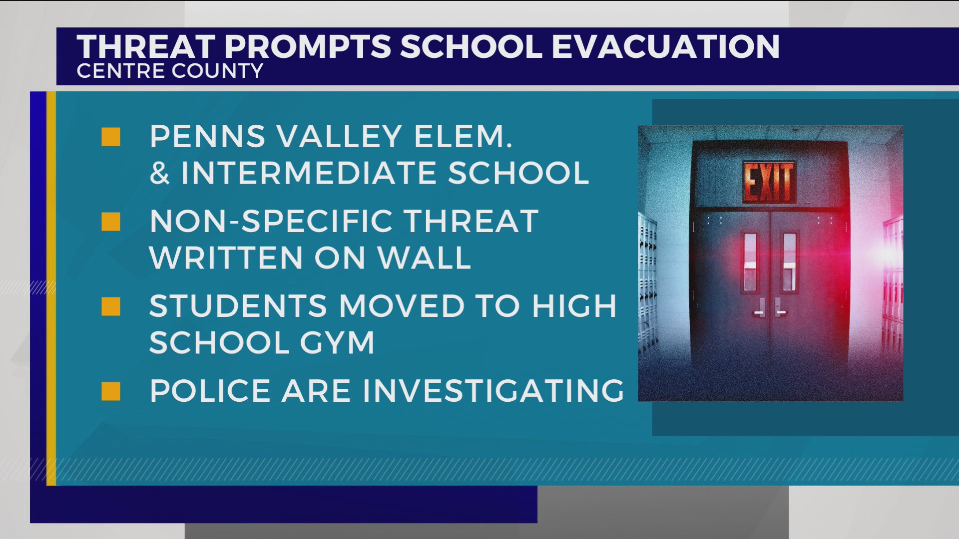 Centre County school evacuated after threat was found written on wall