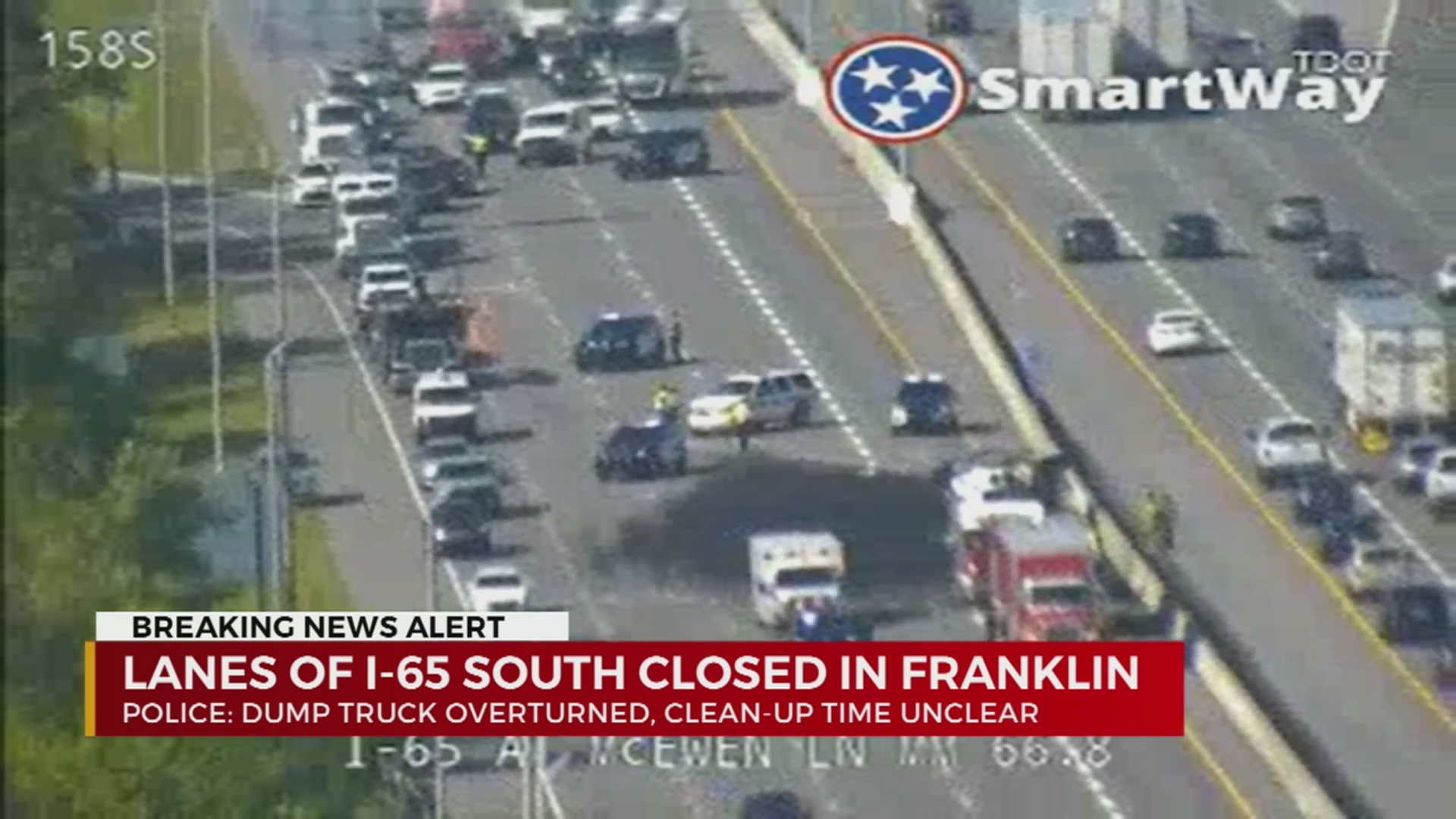 Overturned dump truck on I-65 South in Franklin causing major delays ...