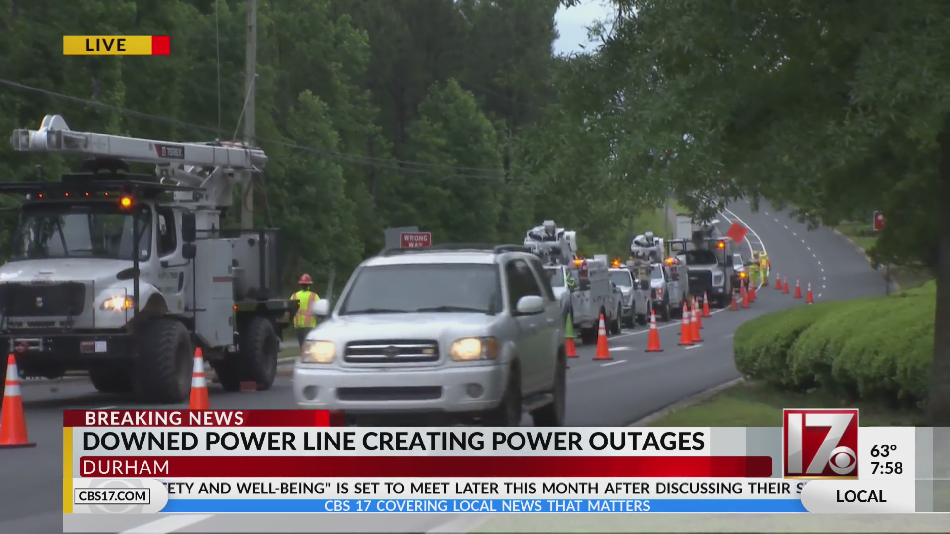 800+ lose power after tree falls on Durham power lines – CBS17.com