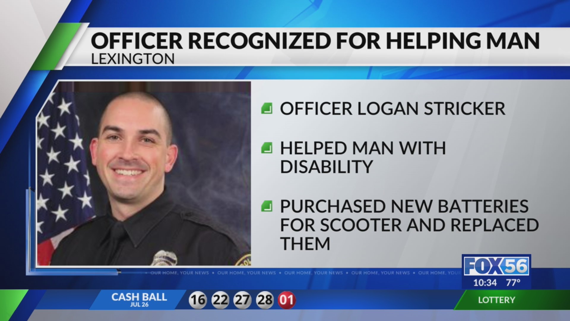 Lexington officer recognized for helping man with disability – FOX 56 News