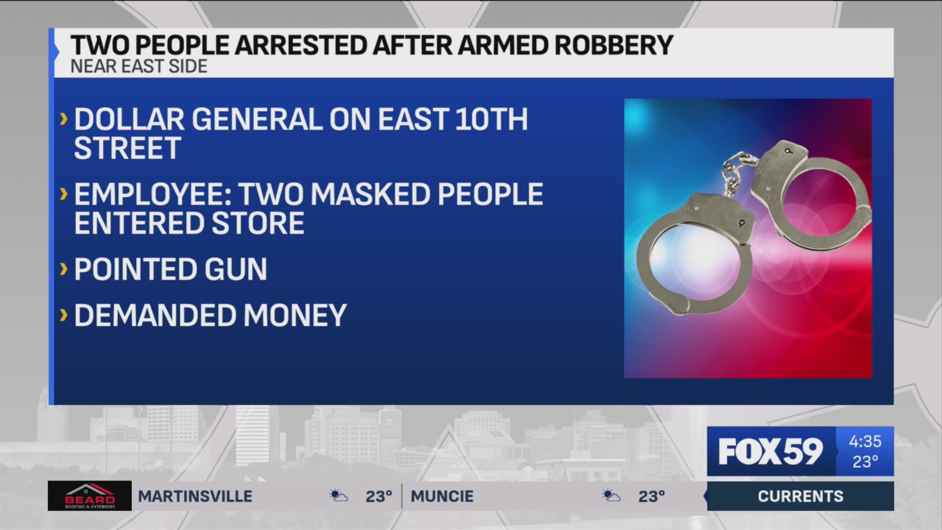 2 arrested after reported armed robbery at near east side Dollar ...
