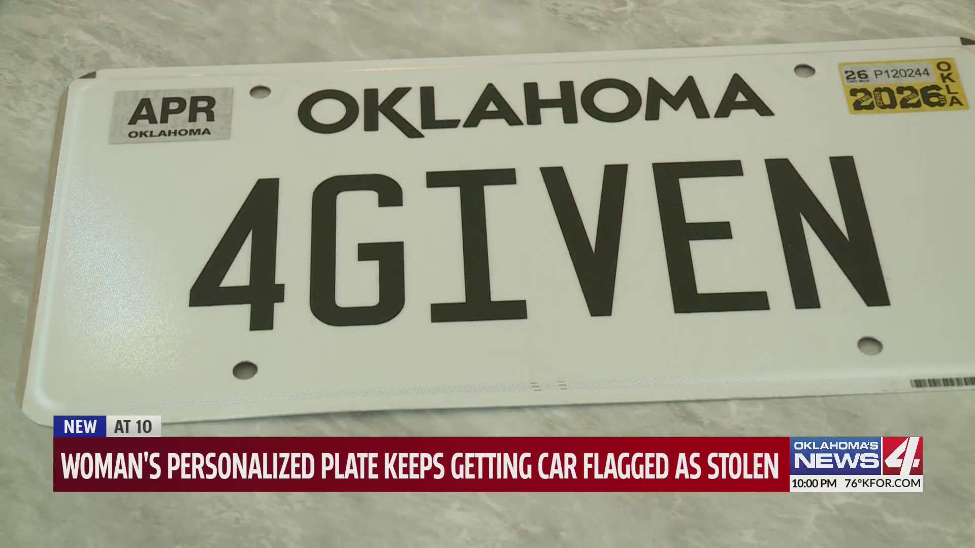 Woman’s personalized plate keeps getting car flagged as stolen – KFOR ...