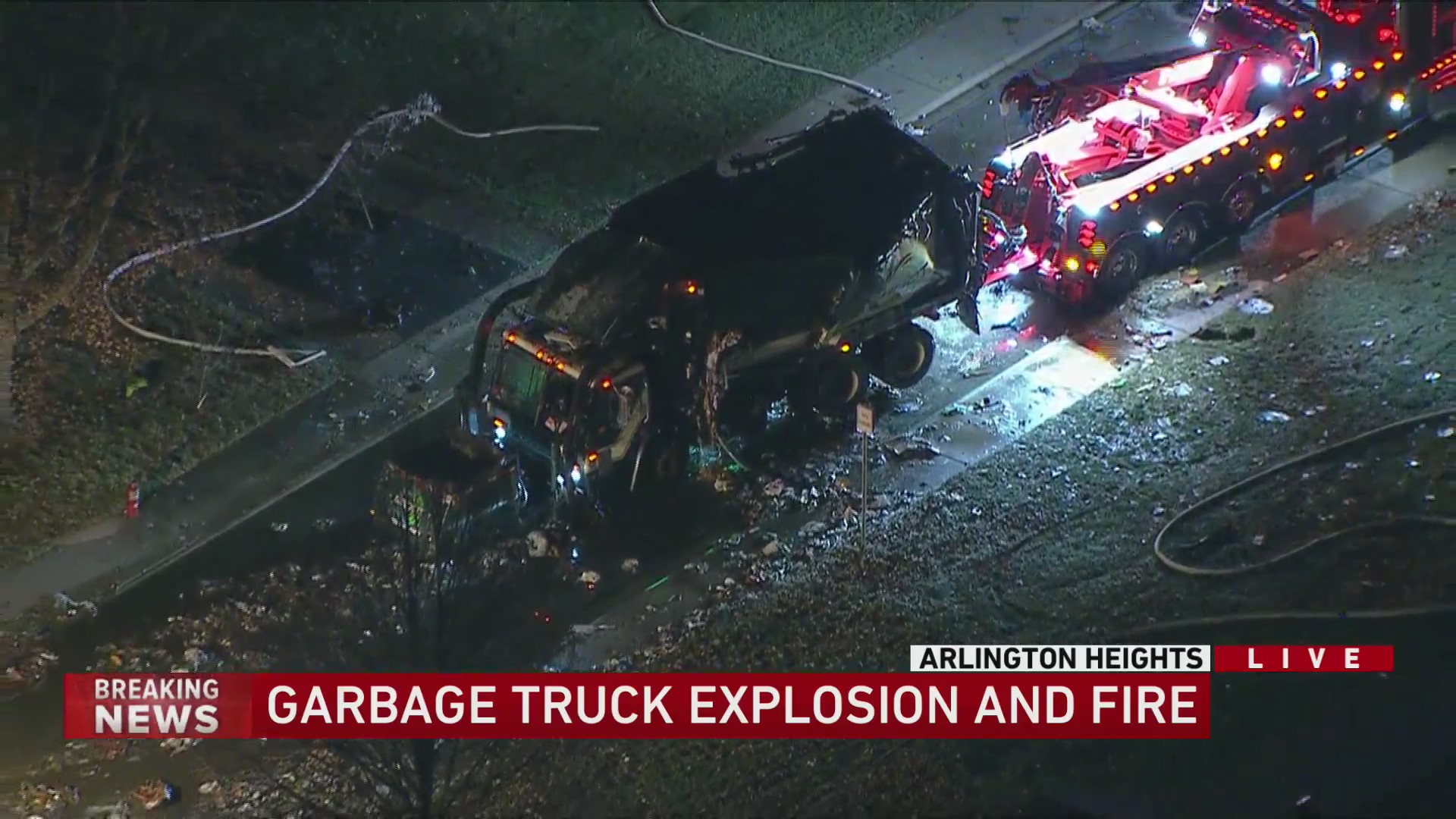 Crews battle garbage truck fire in Arlington Heights – WGN-TV