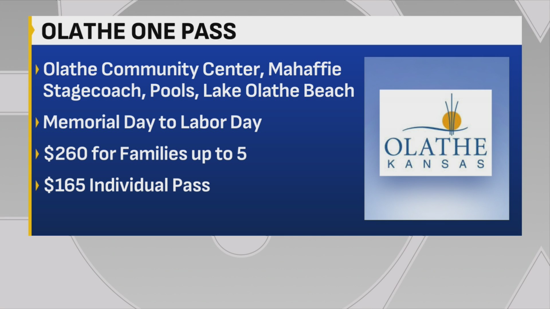 City of Olathe offering One Pass this summer – FOX 4 Kansas City WDAF
