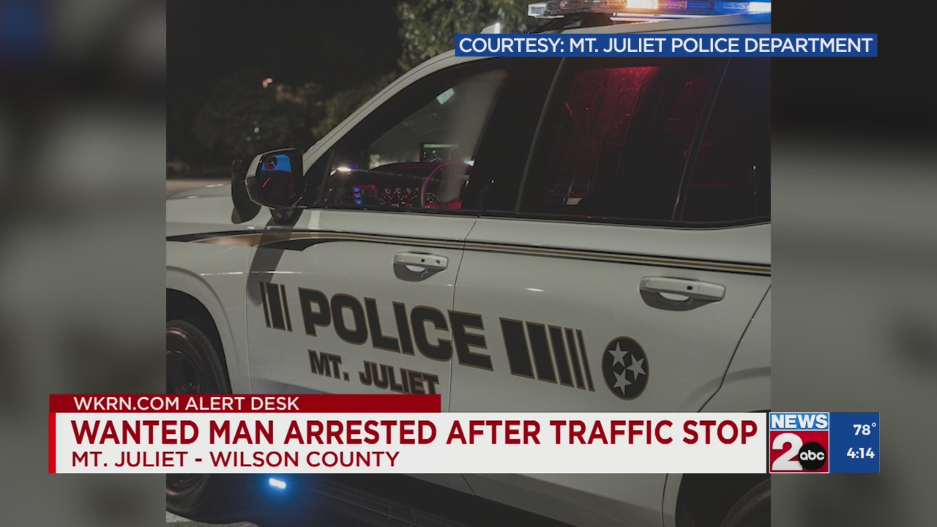Wanted man arrested after traffic stop in Mt. Juliet – WKRN News 2