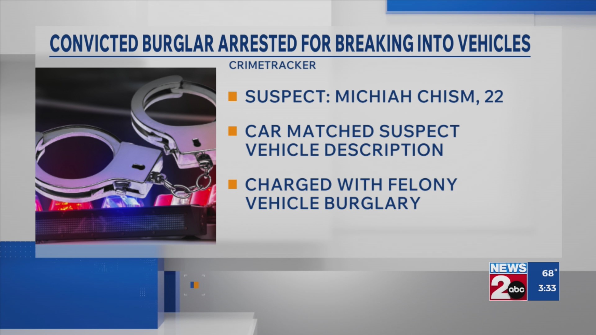 Convicted burglar arrested for breaking into vehicles – WKRN News 2