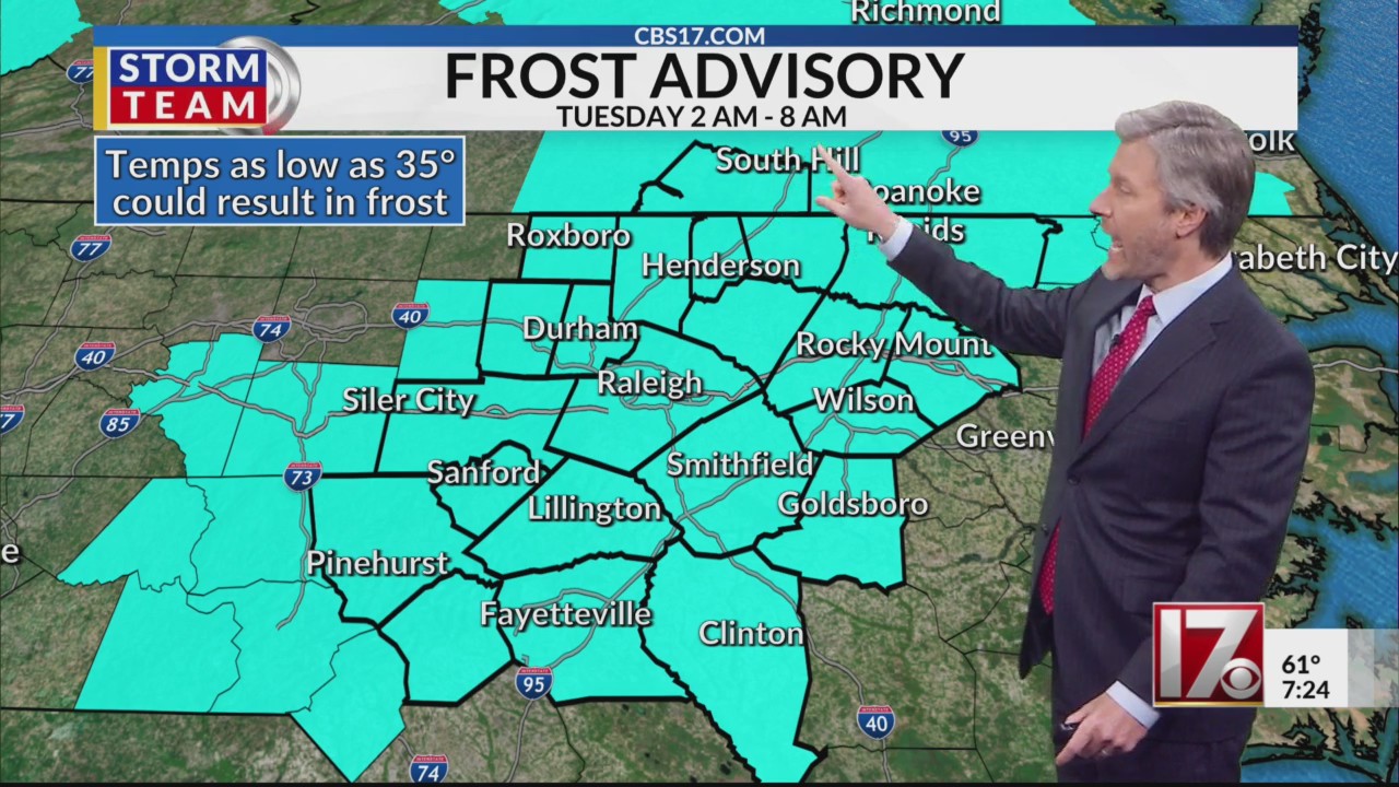 Frost advisory issued for central NC counties early Tuesday morning ...