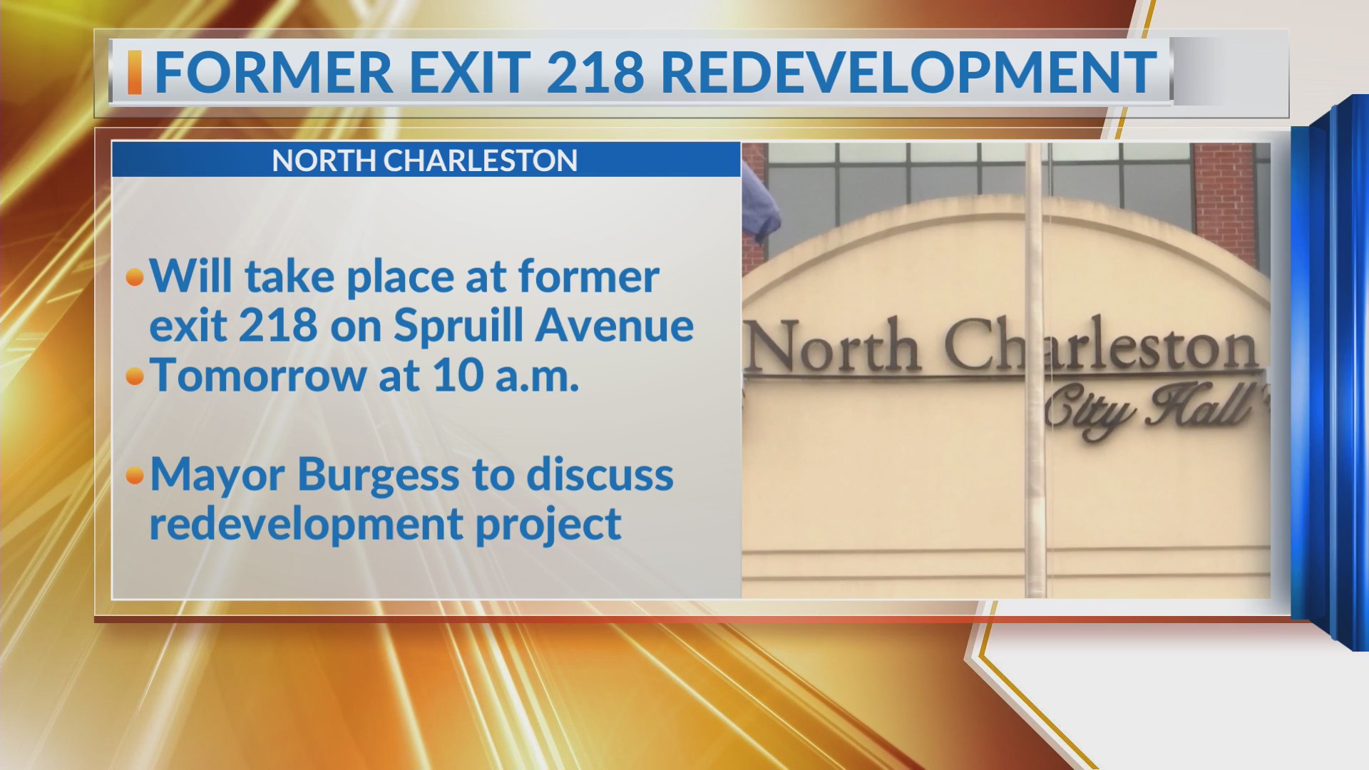 Exit 218 Former Exit 218 Redevelopment announcement in North Charleston – WCBD ...