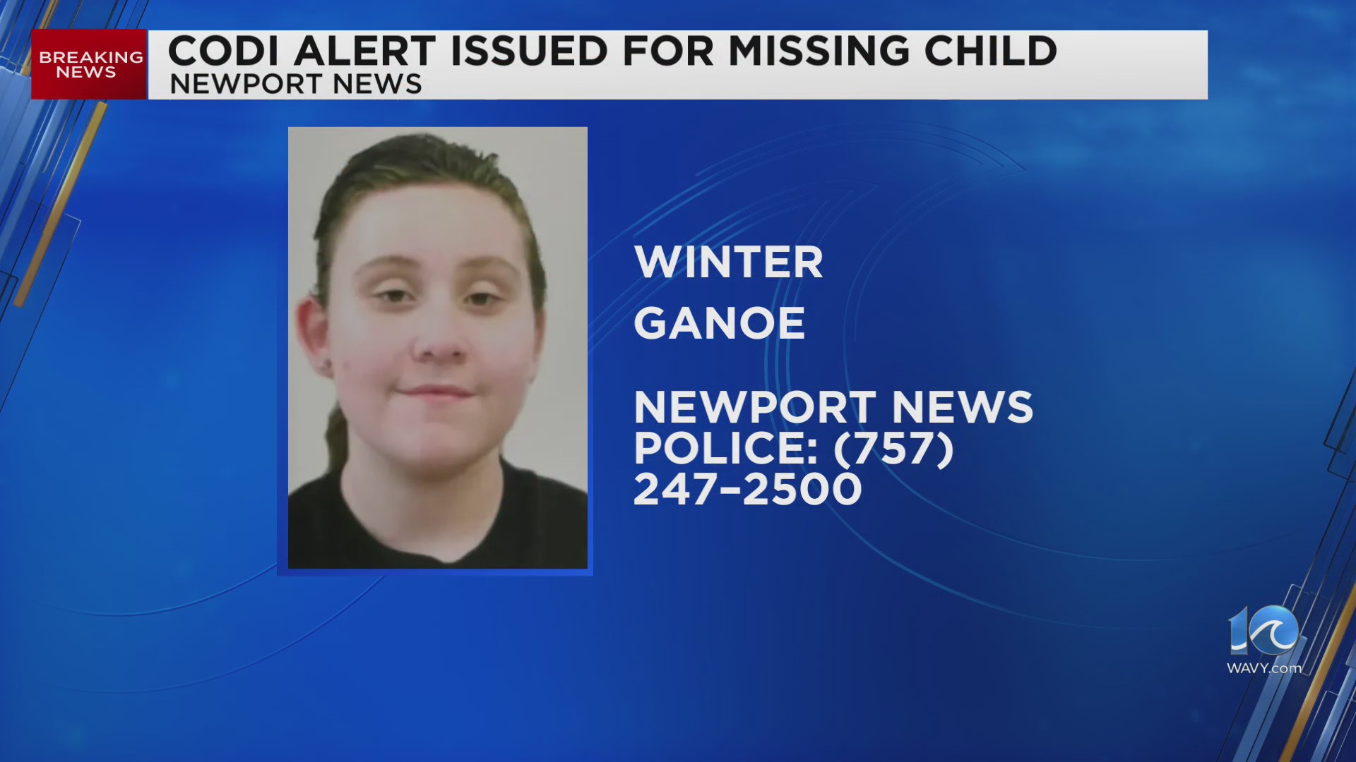 CODI Alert issued for missing Newport News girl – WAVY.com