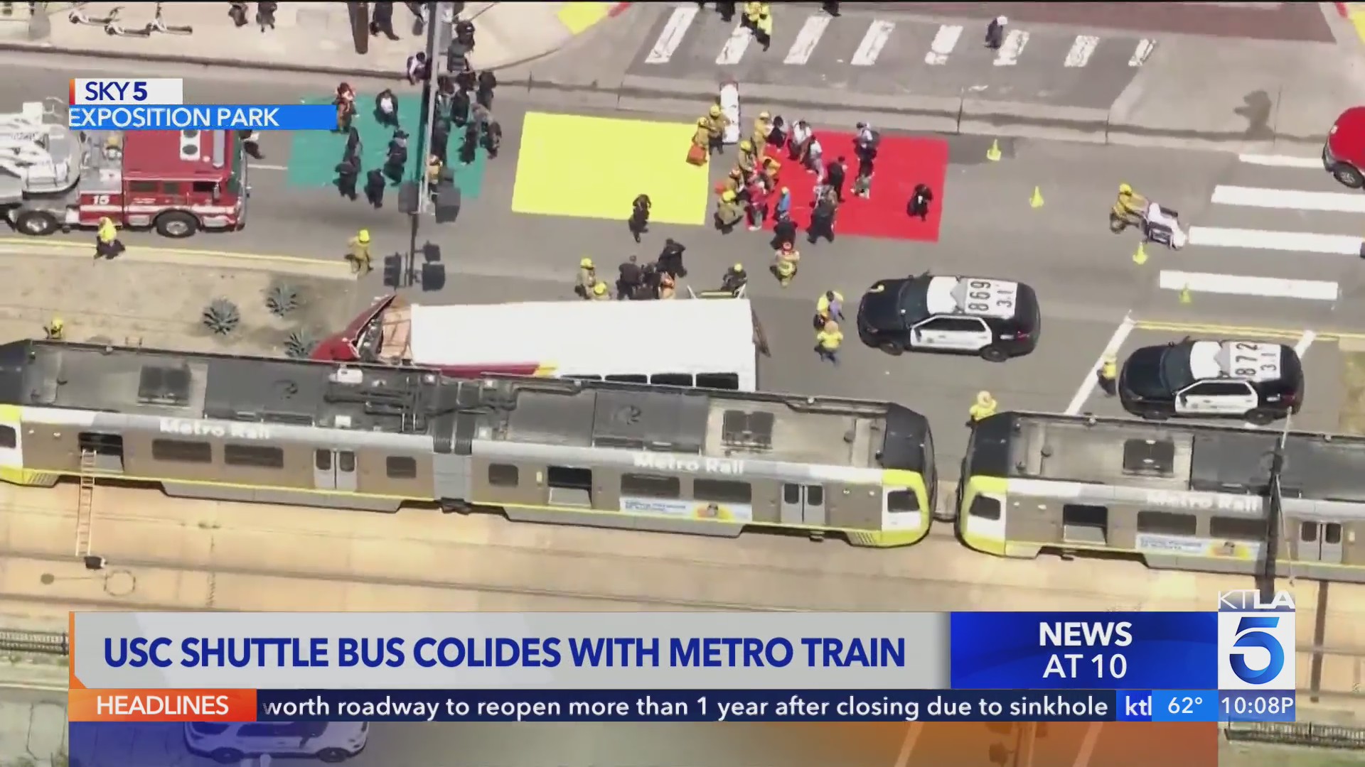 16 injured after USC bus collides with Metro train in L.A. – KTLA