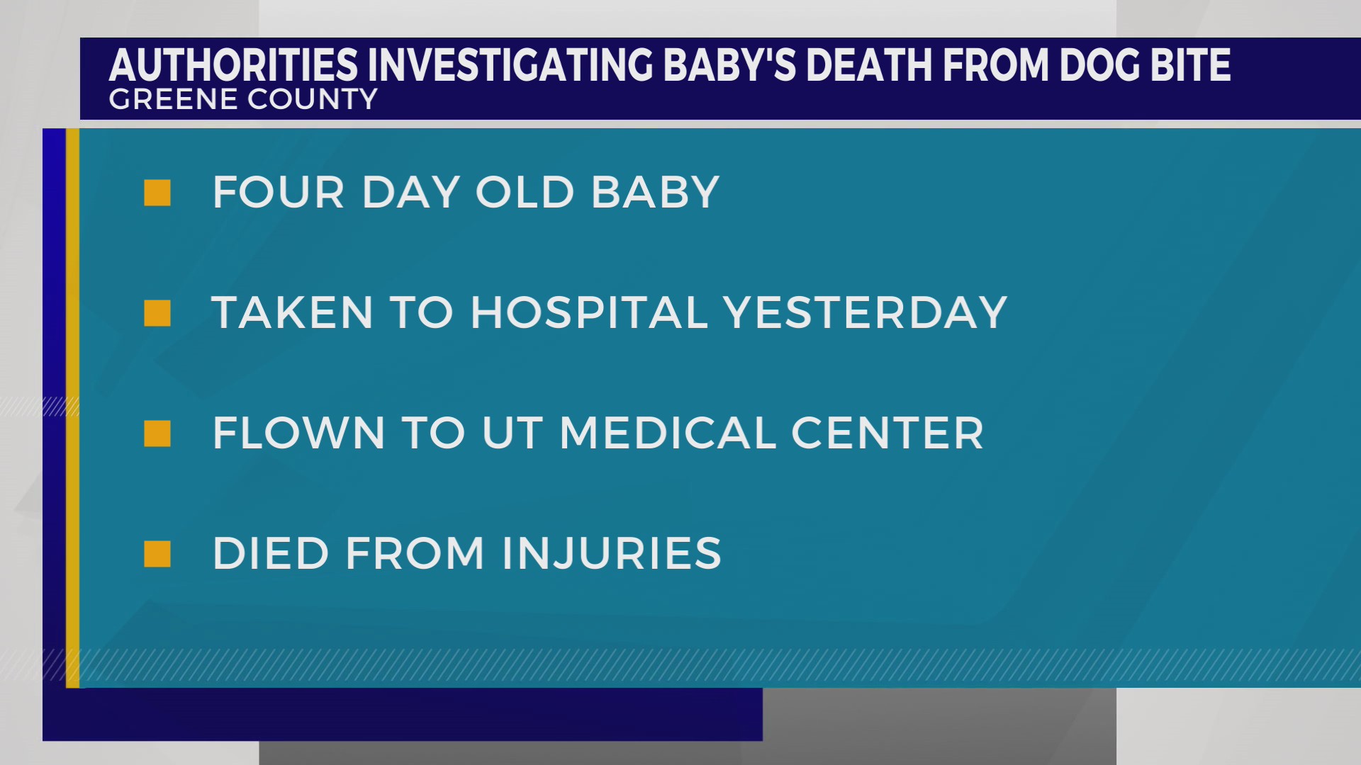 Sheriff: 4-day-old baby fatally injured in Greene County dog attack ...