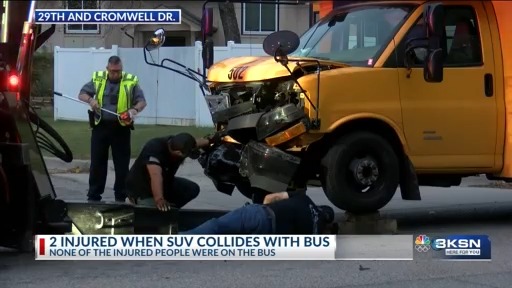 Two injured after three-vehicle crash involving school bus – KSN-TV