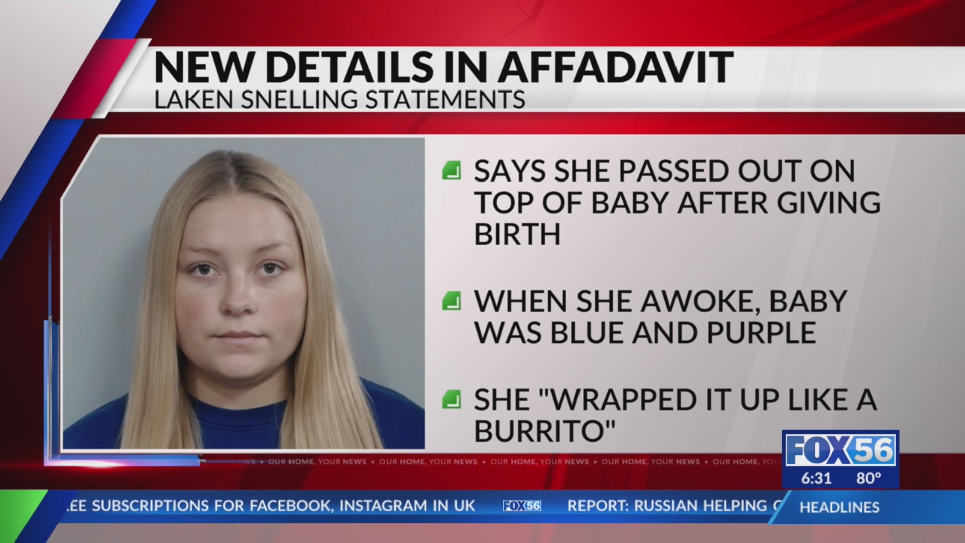 New details emerge in Laken Snelling child birth case – FOX 56 News