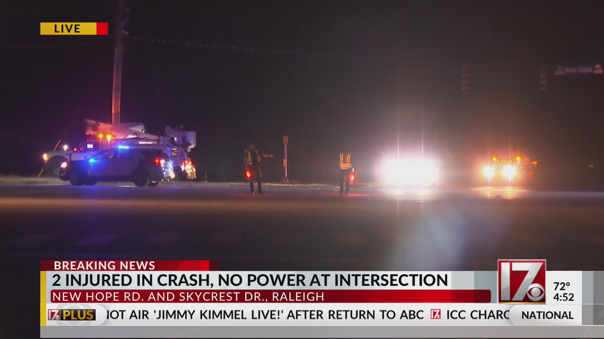 2 hurt in car crash on New Hope Rd in Raleigh, power out – CBS17.com