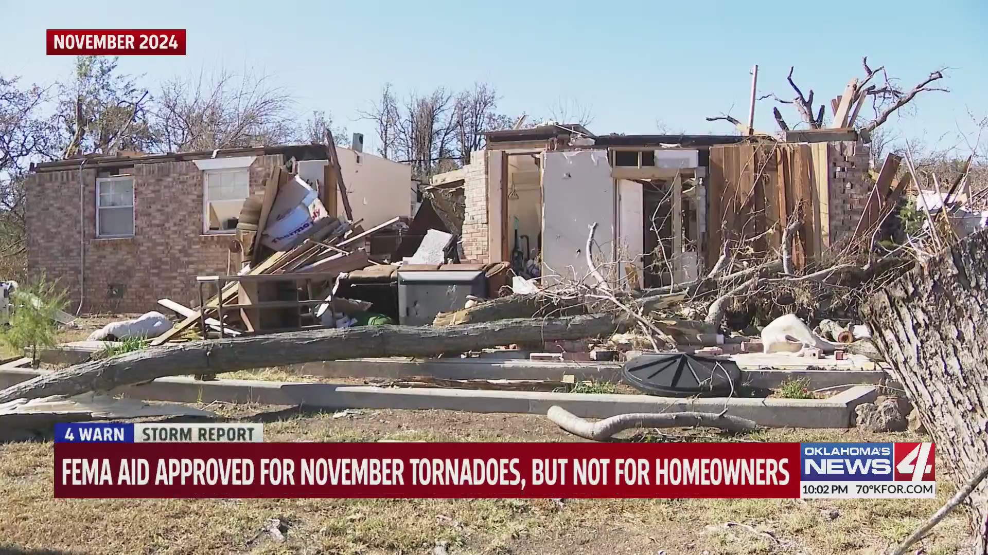 FEMA aid approved for November tornadoes, but not for homeowners – KFOR ...