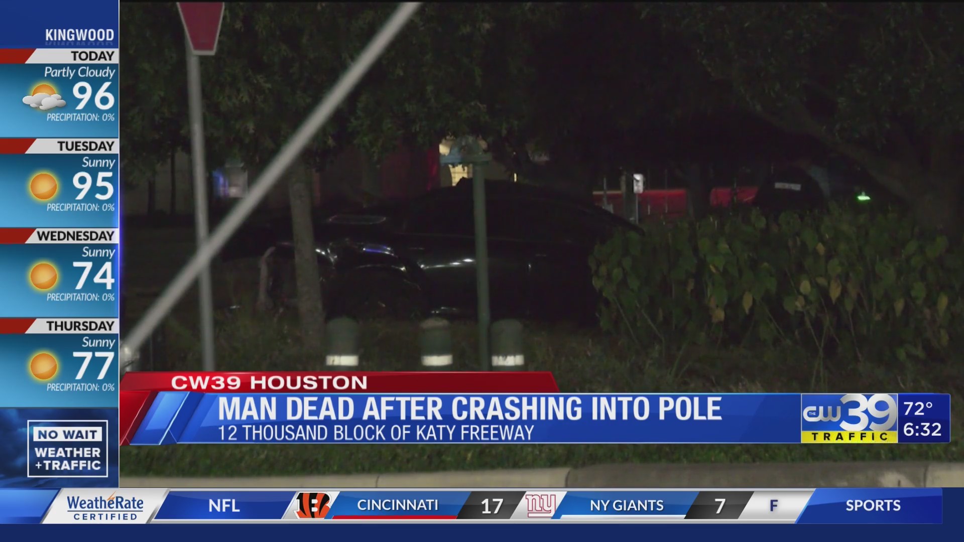 Man ejected from vehicle on Katy Freeway after striking a light pole ...