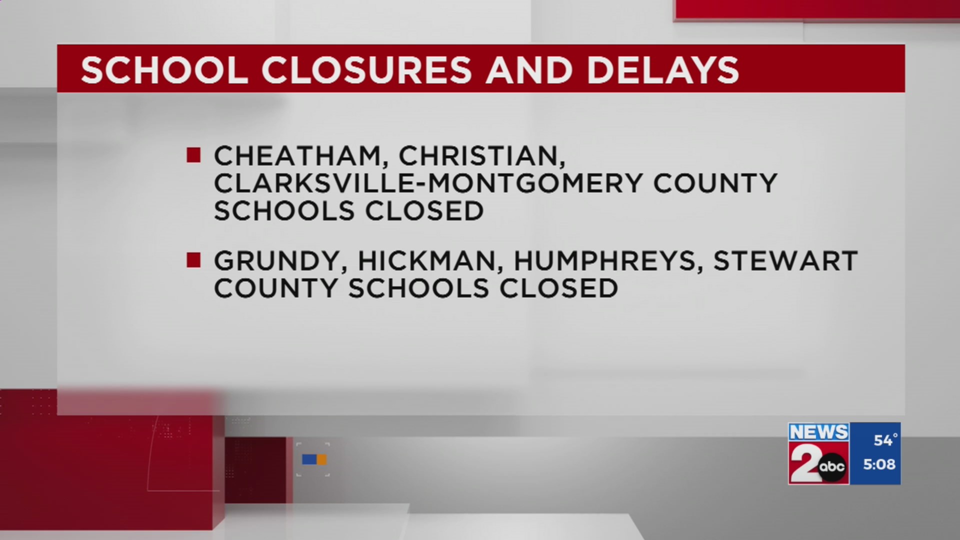 Tennessee School Closings & Delays April 7, 2025 WKRN News 2
