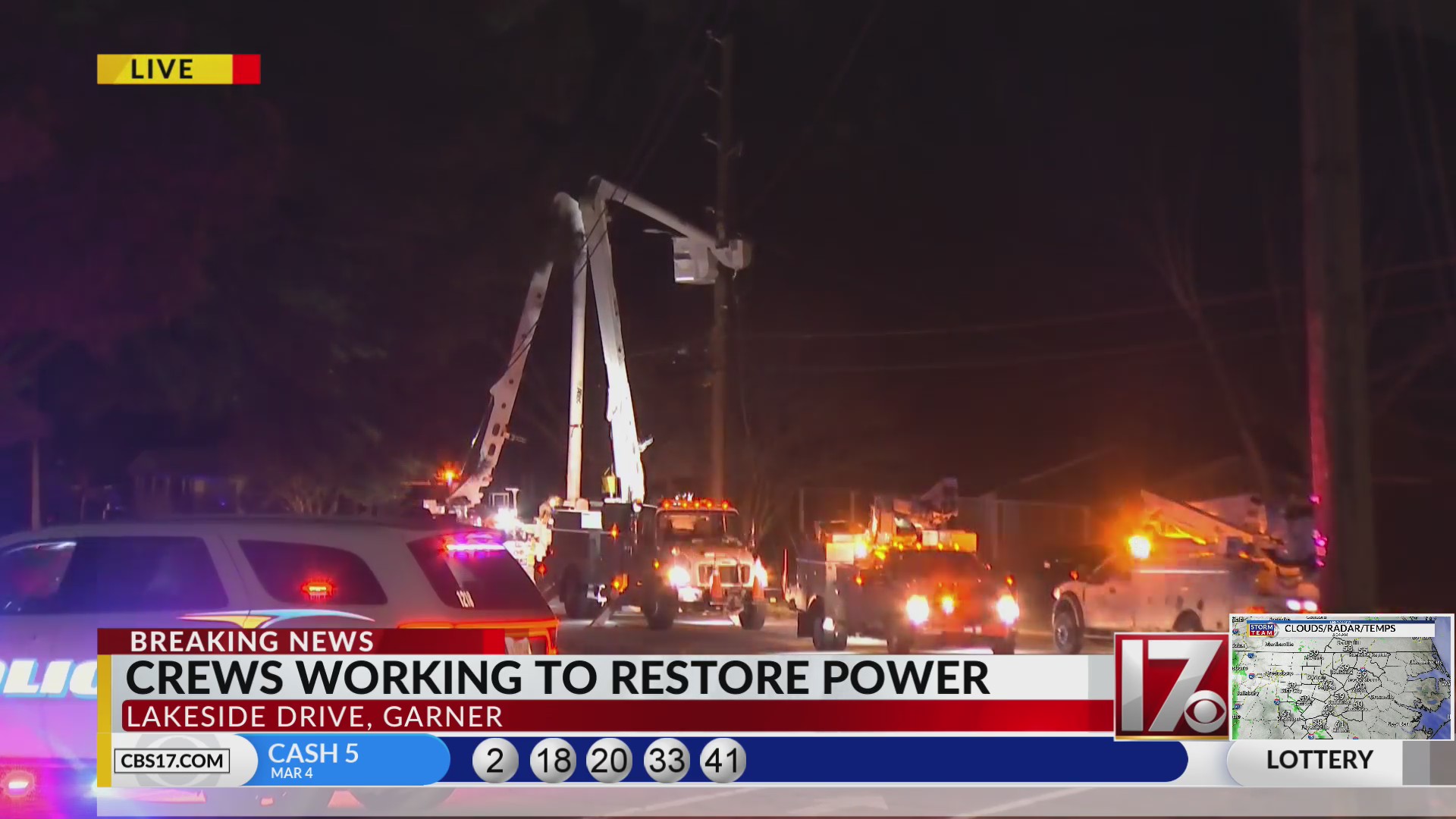 Crews working to restore power in Garner: Duke Energy – CBS17.com