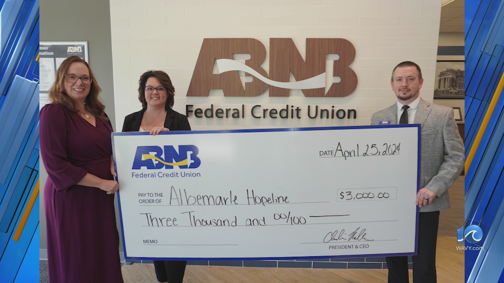 Albemarle Hopeline receives $3000 donation from ABNB – WAVY.com