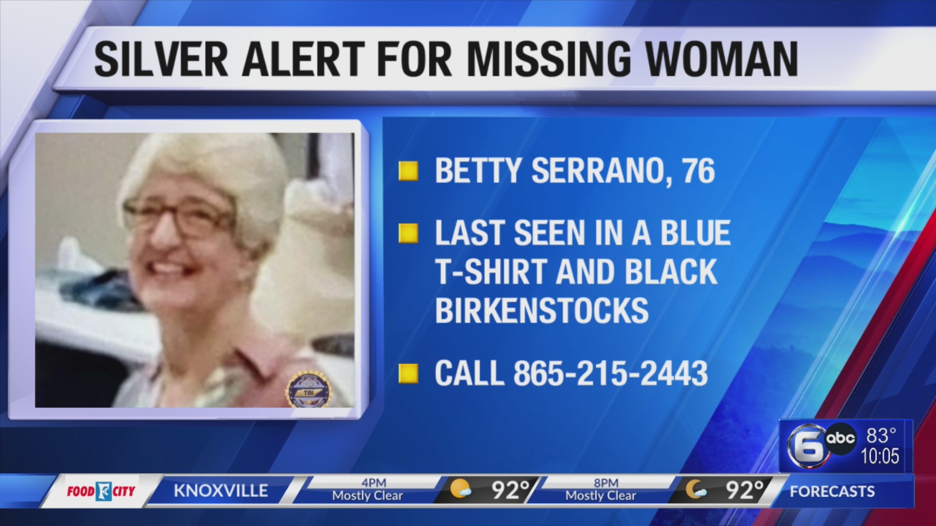 Silver Alert Issued for Woman Missing from Knox County – WATE 6 On Your ...