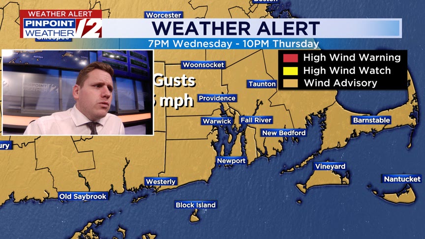 WPRI 12 Weather Alert 1/1/25: Wind Advisory Issued; Turning Very Windy ...