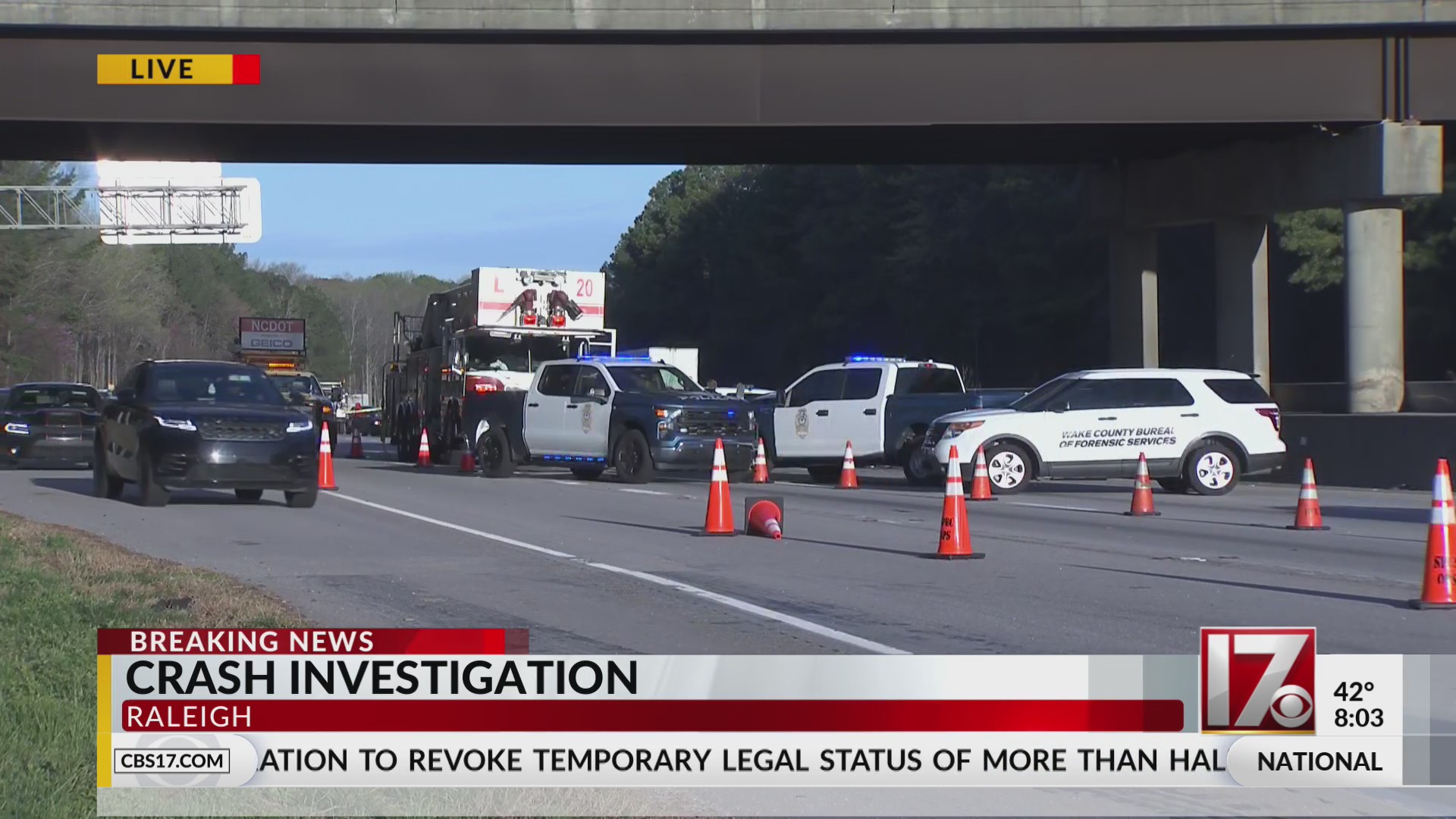 Wrong-way crash in Raleigh kills 2, closes I-40 East: RPD – CBS17.com