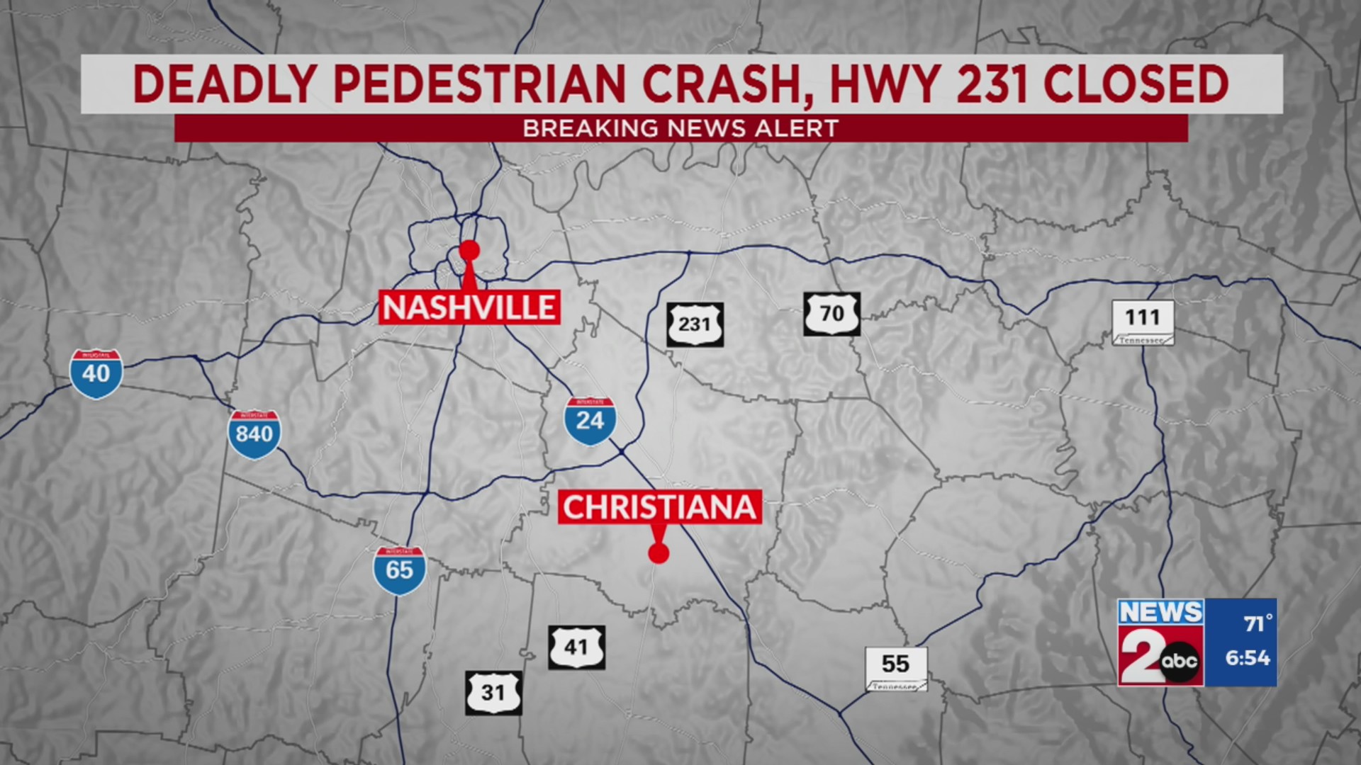 Pedestrian killed in Christiana crash – WKRN News 2