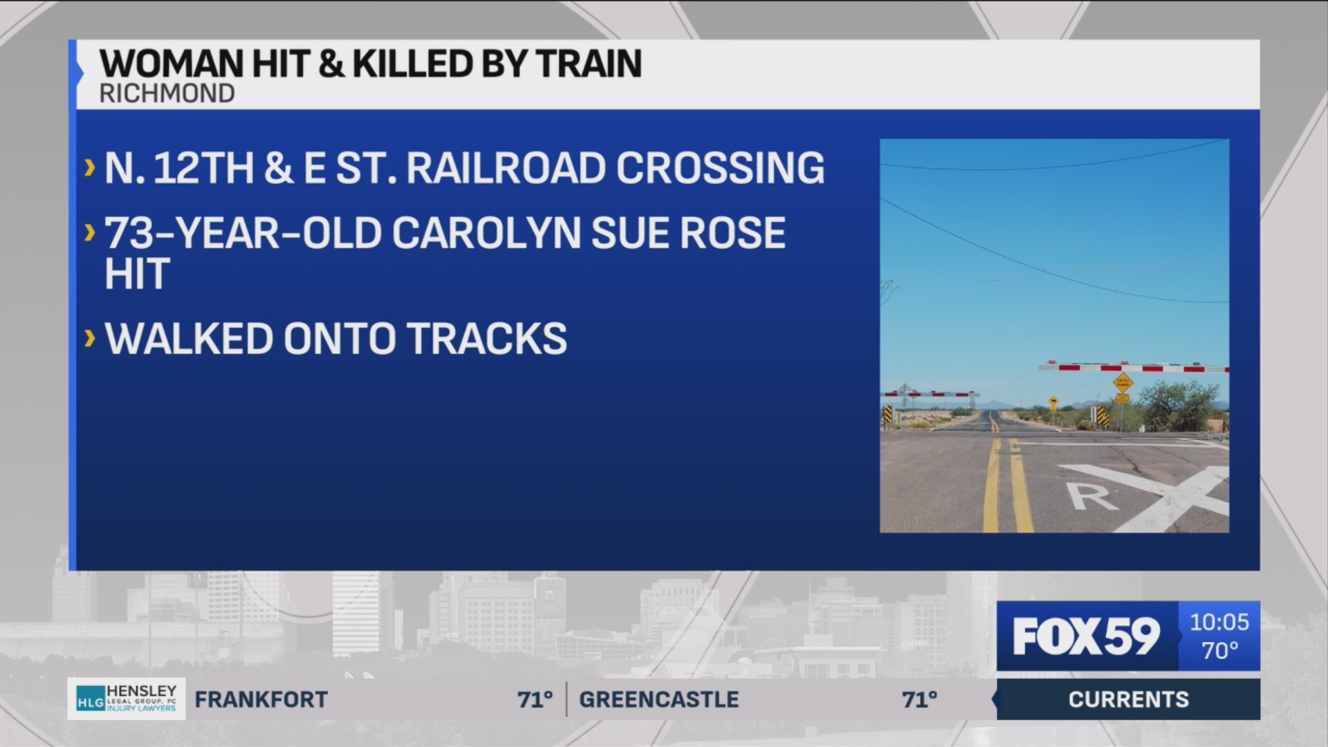 Woman dead after being struck by train in Richmond Fox 59