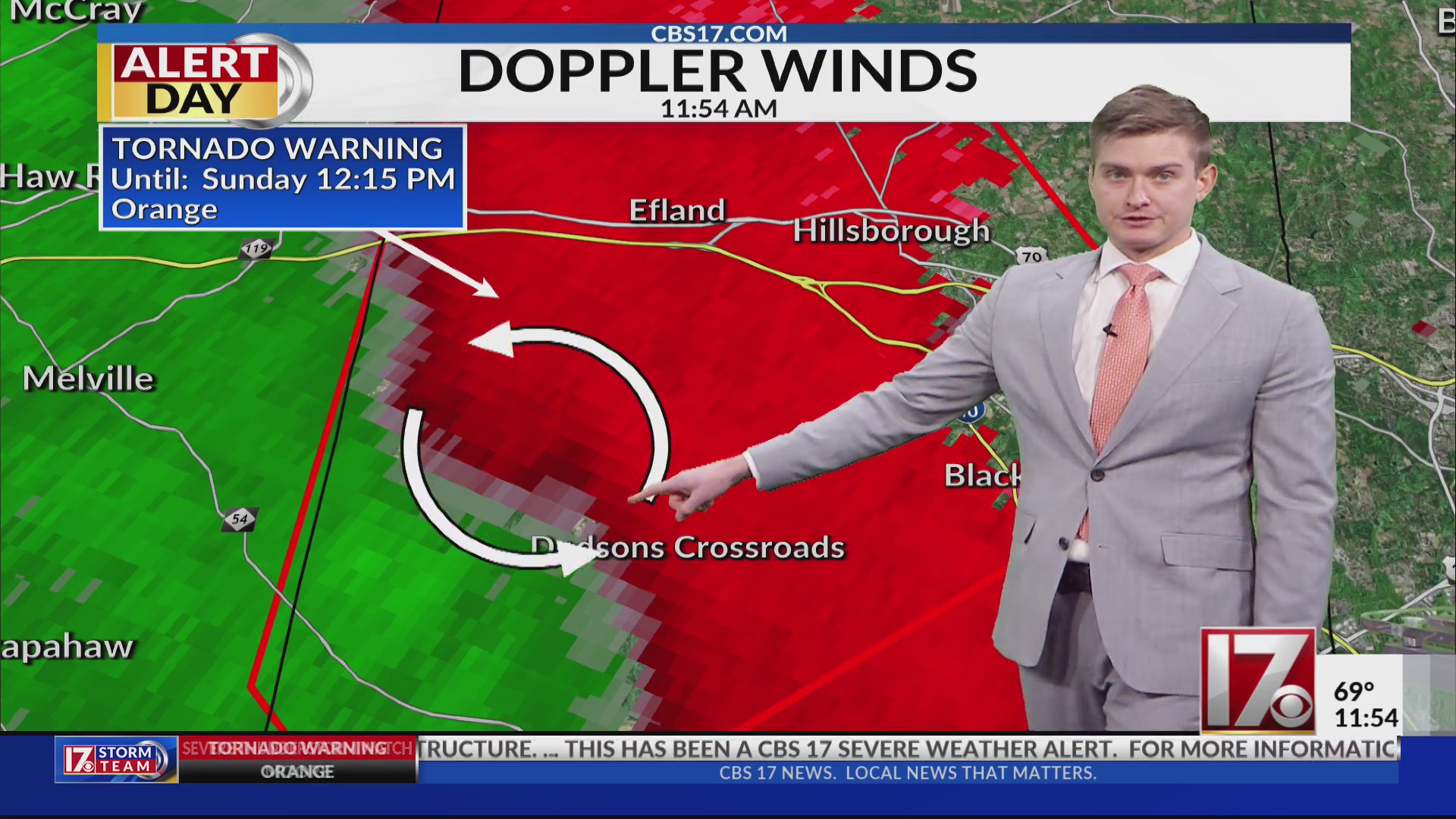 Tornado warning issued in Orange County – CBS17.com