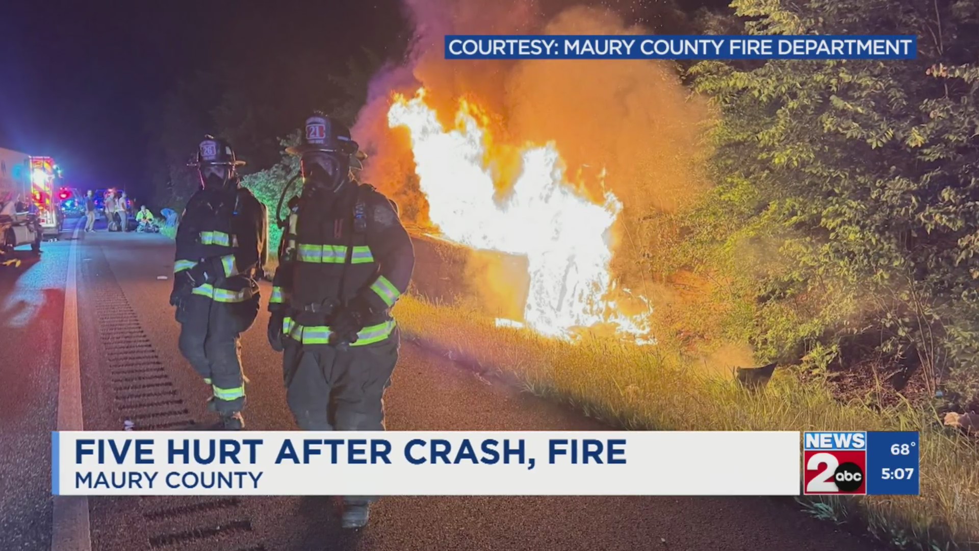 5 injured following crash, fire in Maury County – WKRN News 2