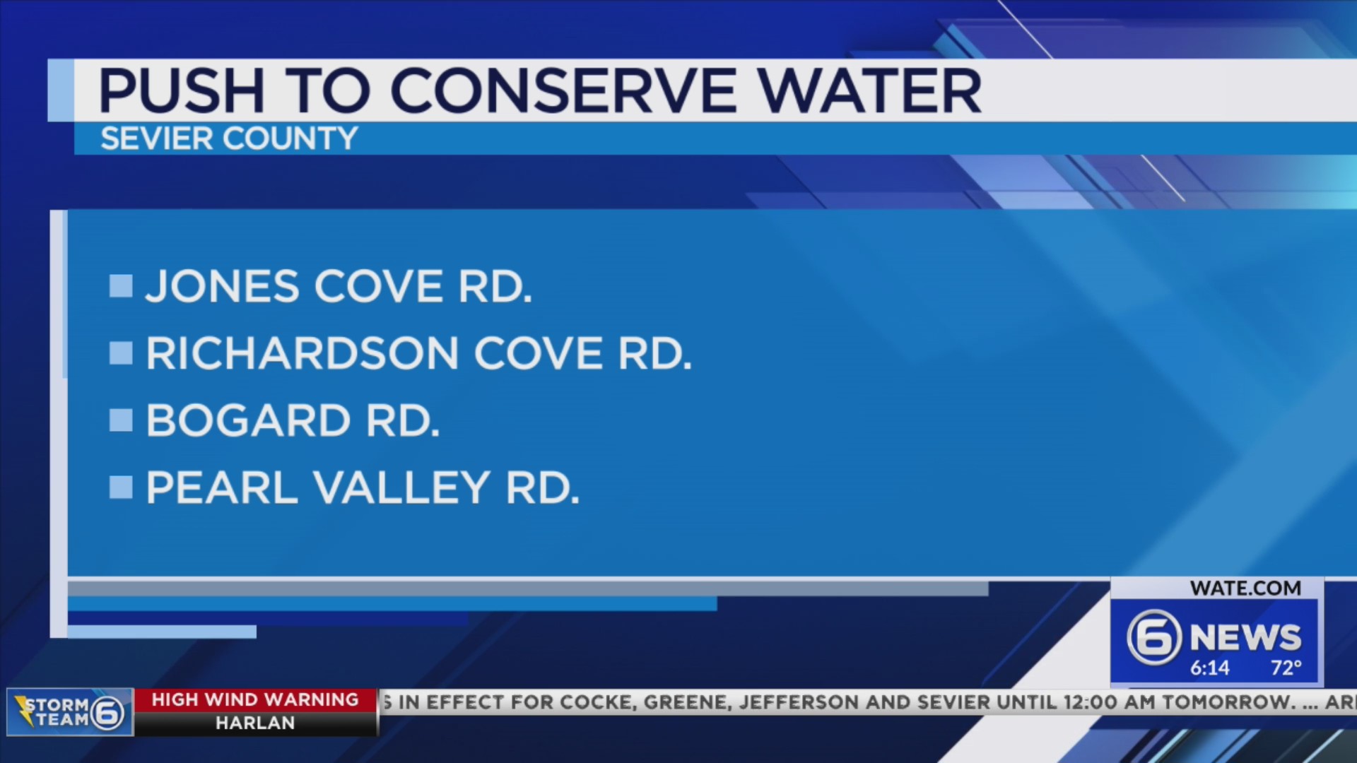 Areas in Sevier County urged to conserve water – WATE 6 On Your Side