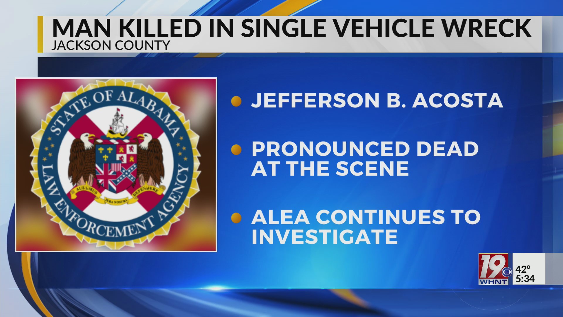 Man Killed In Single Vehicle Wreck | Feb. 9, 2025 | WHNT News 19 Sunday ...