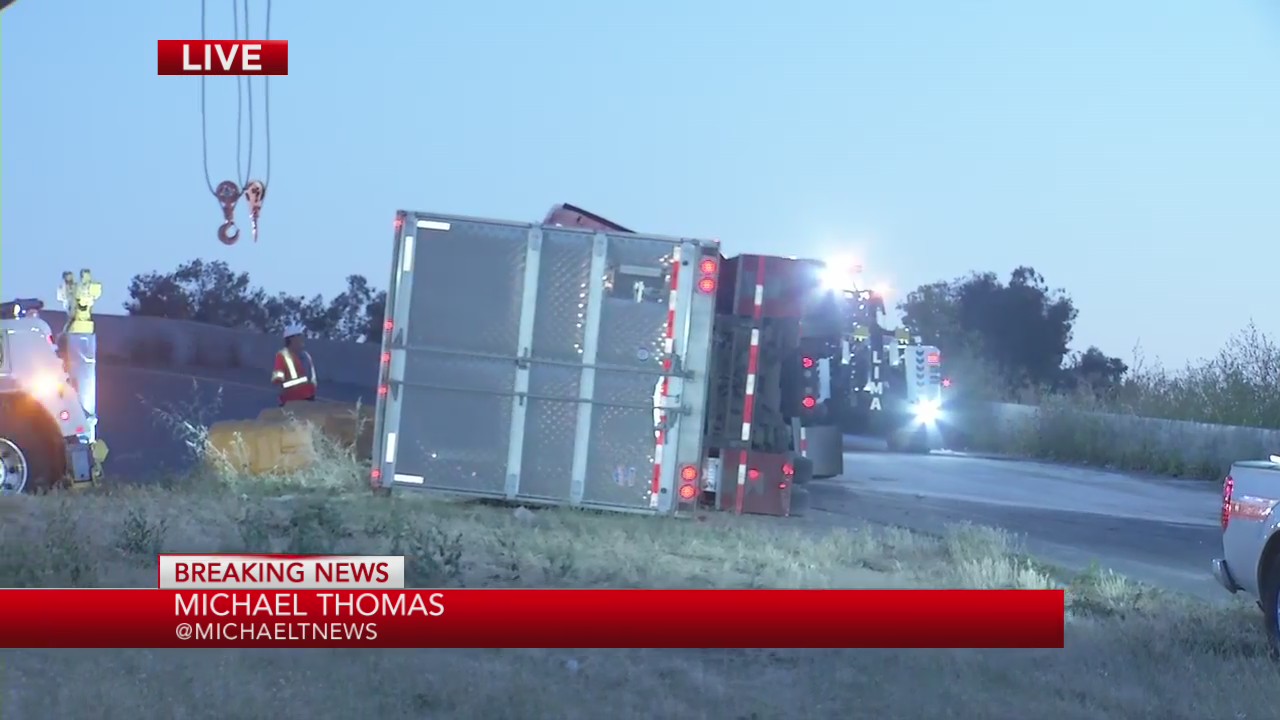 Overturned big rig on NB 101 connector ramp in San Jose halts traffic ...