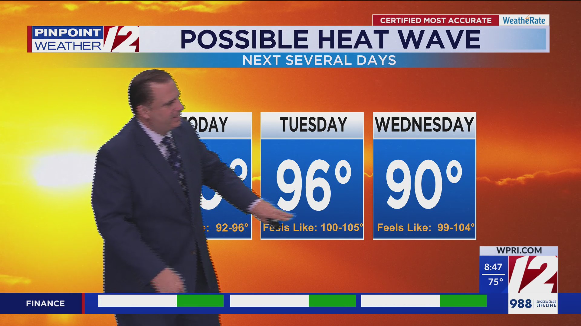 WPRI 12 Weather Forecast for 7/28/25: Hot and humid next few days ...